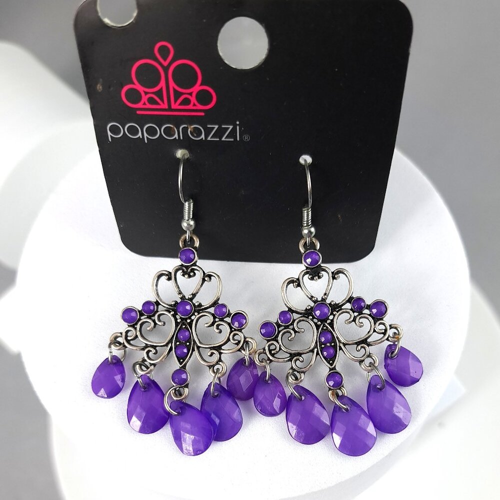 Paparazzi Purple Beaded Chandelier Earrings